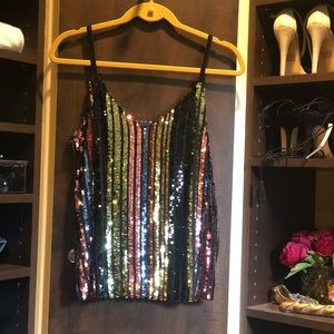Rainbow sequin tank top by INC great quality